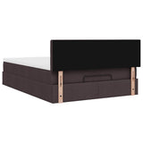 Cadre de lit ottoman avec matelas marron foncé 140x200 cm tissu