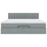 Lit ottoman avec matelas gris clair 160x200 cm tissu