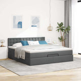 Ottoman bed frame with dark gray mattress 160x200cm fabric