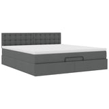 Cadre de lit ottoman avec matelas gris foncé 160x200cm tissu