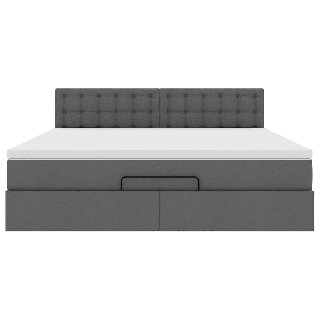 Ottoman bed frame with dark gray mattress 160x200cm fabric