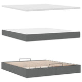 Ottoman bed frame with dark gray mattress 160x200cm fabric