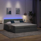 Ottoman bed frame with dark gray mattress 160x200cm fabric