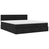 Cadre de lit ottoman avec matelas noir 160x200 cm tissu