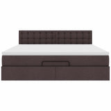 Cadre de lit ottoman avec matelas marron foncé 160x200 cm tissu