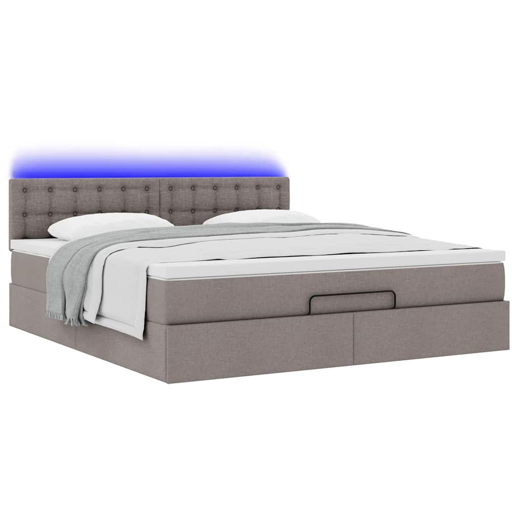 Cadre de lit ottoman avec matelas crème 160x200 cm tissu