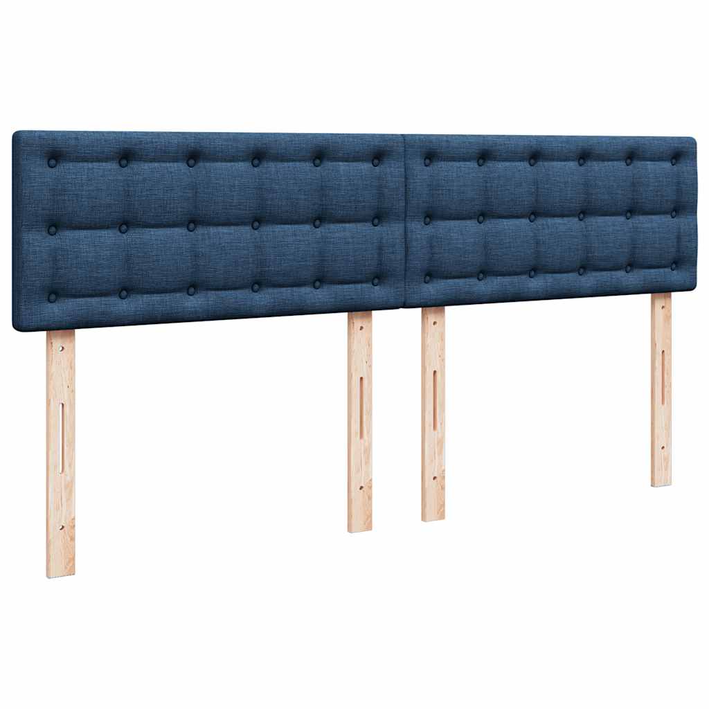 Cadre de lit ottoman avec matelas bleu 160x200 cm tissu