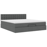 Ottoman bed frame with dark gray mattress 180x200 cm fabric