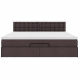 Cadre de lit ottoman avec matelas marron foncé 180x200 cm tissu