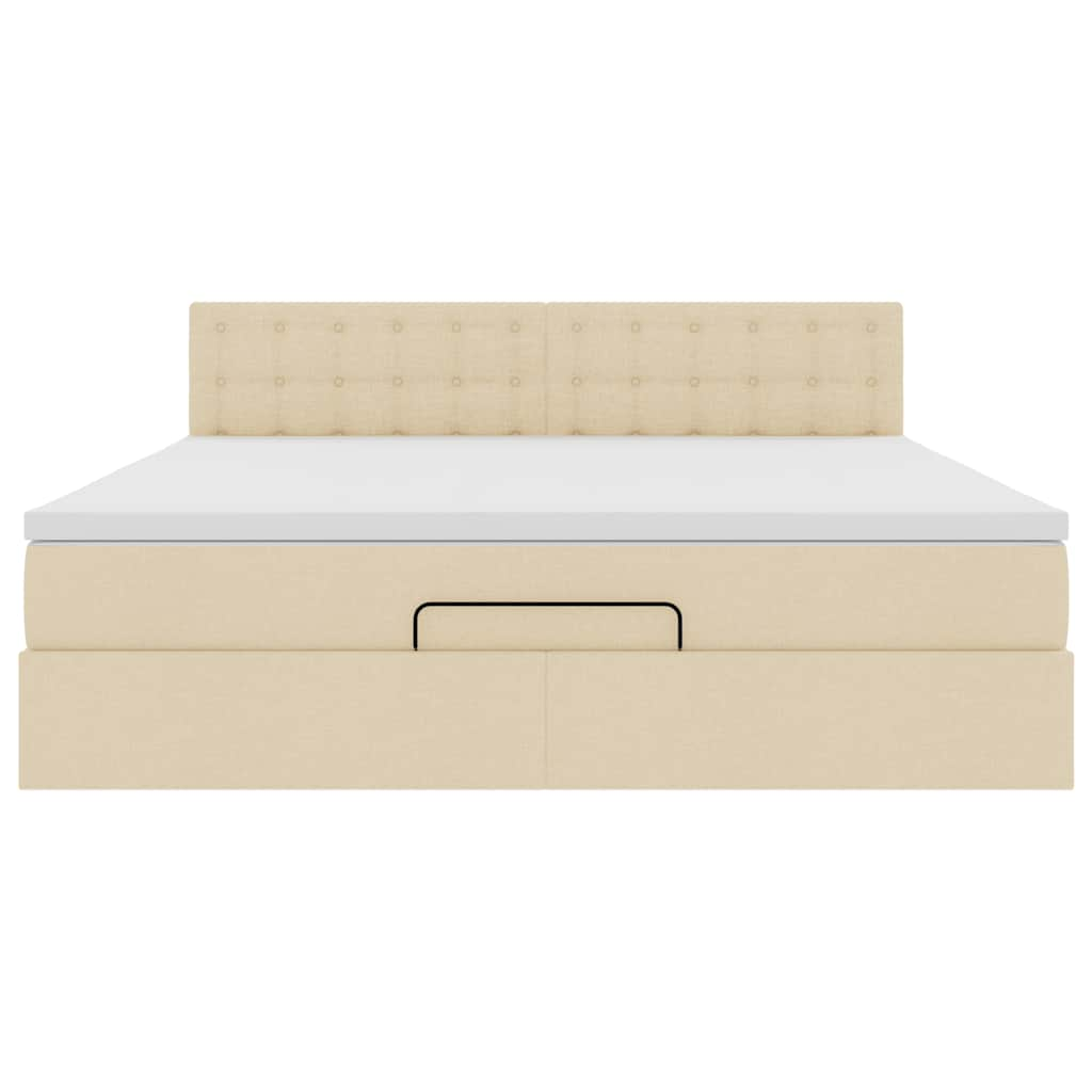 Cadre de lit ottoman avec matelas crème 180x200 cm tissu