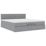 Cadre de lit ottoman et matelas gris clair 200x200cm tissu