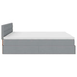 Ottoman bed frame and mattress light gray 200x200cm fabric