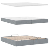 Ottoman bed frame and mattress light gray 200x200cm fabric