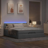 Ottoman bed frame and mattress light gray 200x200cm fabric