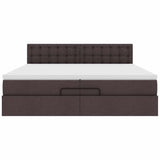 Cadre de lit ottoman avec matelas marron foncé 200x200 cm tissu