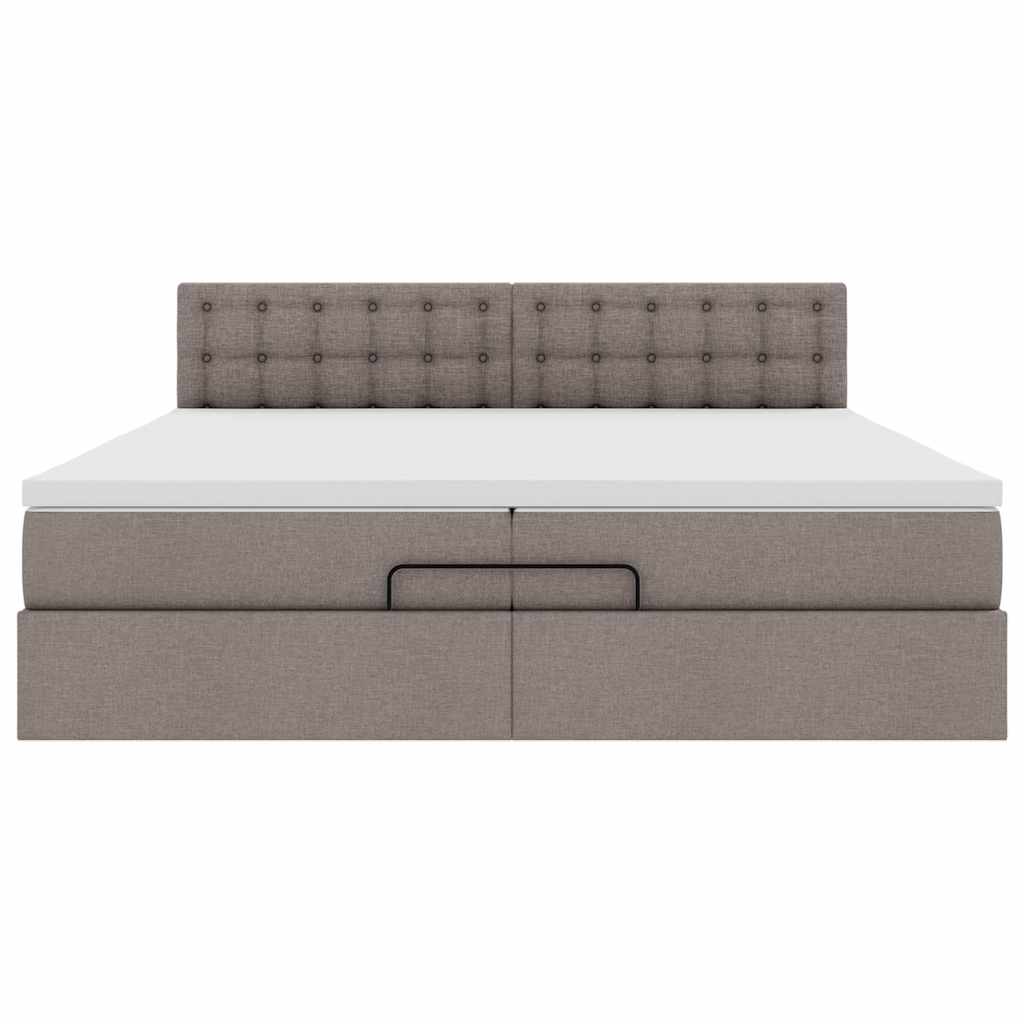 Cadre de lit ottoman avec matelas taupe 200x200cm tissu