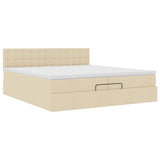 Cadre de lit ottoman avec matelas crème 200x200cm tissu