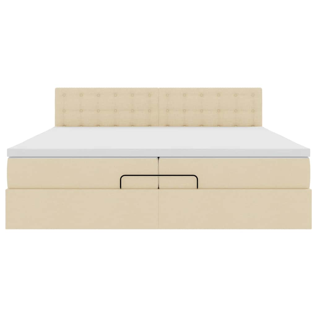 Cadre de lit ottoman avec matelas crème 200x200cm tissu