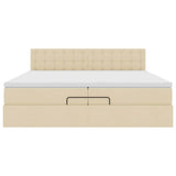 Cadre de lit ottoman avec matelas crème 200x200cm tissu