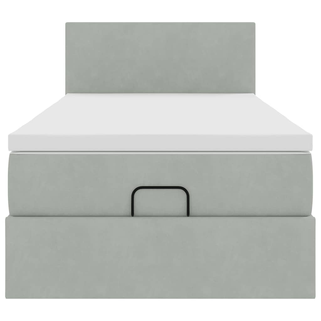 Cadre de lit ottoman avec matelas gris clair 80x200 cm velours