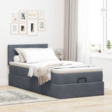 Cadre de lit ottoman avec matelas gris foncé 80x200 cm velours