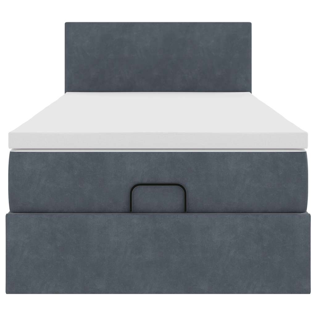 Cadre de lit ottoman avec matelas gris foncé 80x200 cm velours