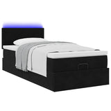 Cadre de lit ottoman avec matelas noir 80x200 cm velours