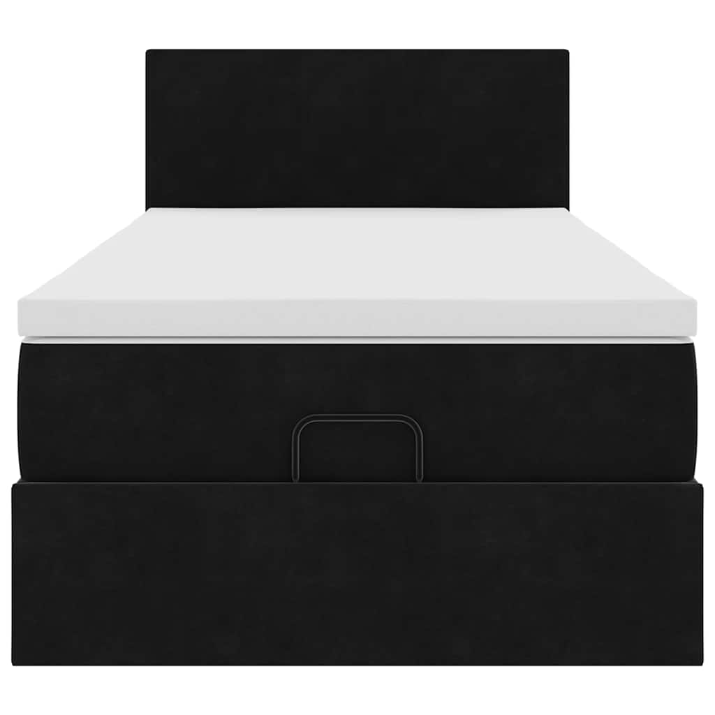 Cadre de lit ottoman avec matelas noir 80x200 cm velours