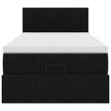 Cadre de lit ottoman avec matelas noir 80x200 cm velours