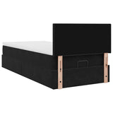 Cadre de lit ottoman avec matelas noir 80x200 cm velours