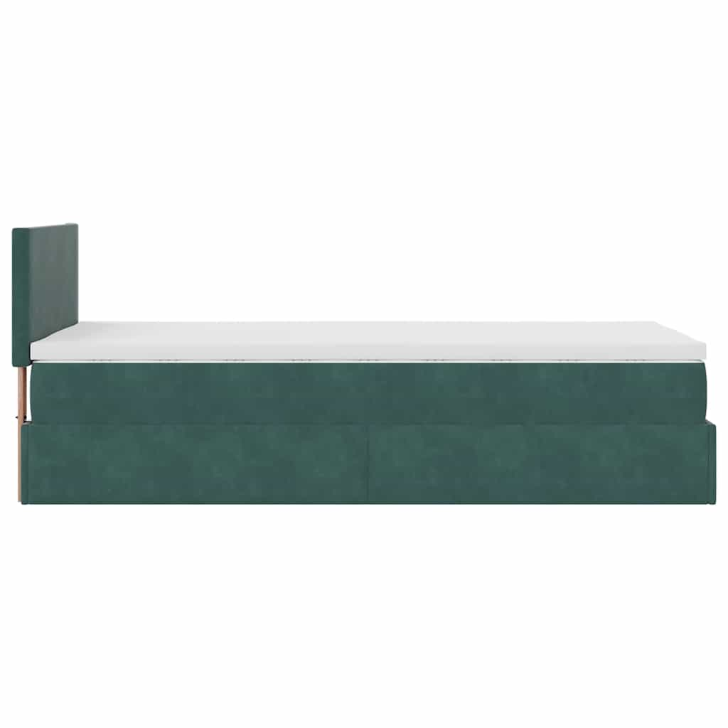 Cadre de lit ottoman avec matelas vert foncé 80x200 cm velours