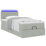 Ottoman bed frame and light gray mattress 90x190 cm velvet