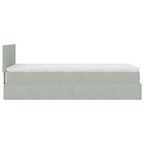 Cadre de lit ottoman et matelas gris clair 90x190 cm velours