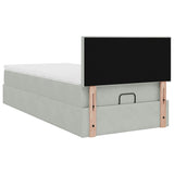 Ottoman bed frame and light gray mattress 90x190 cm velvet