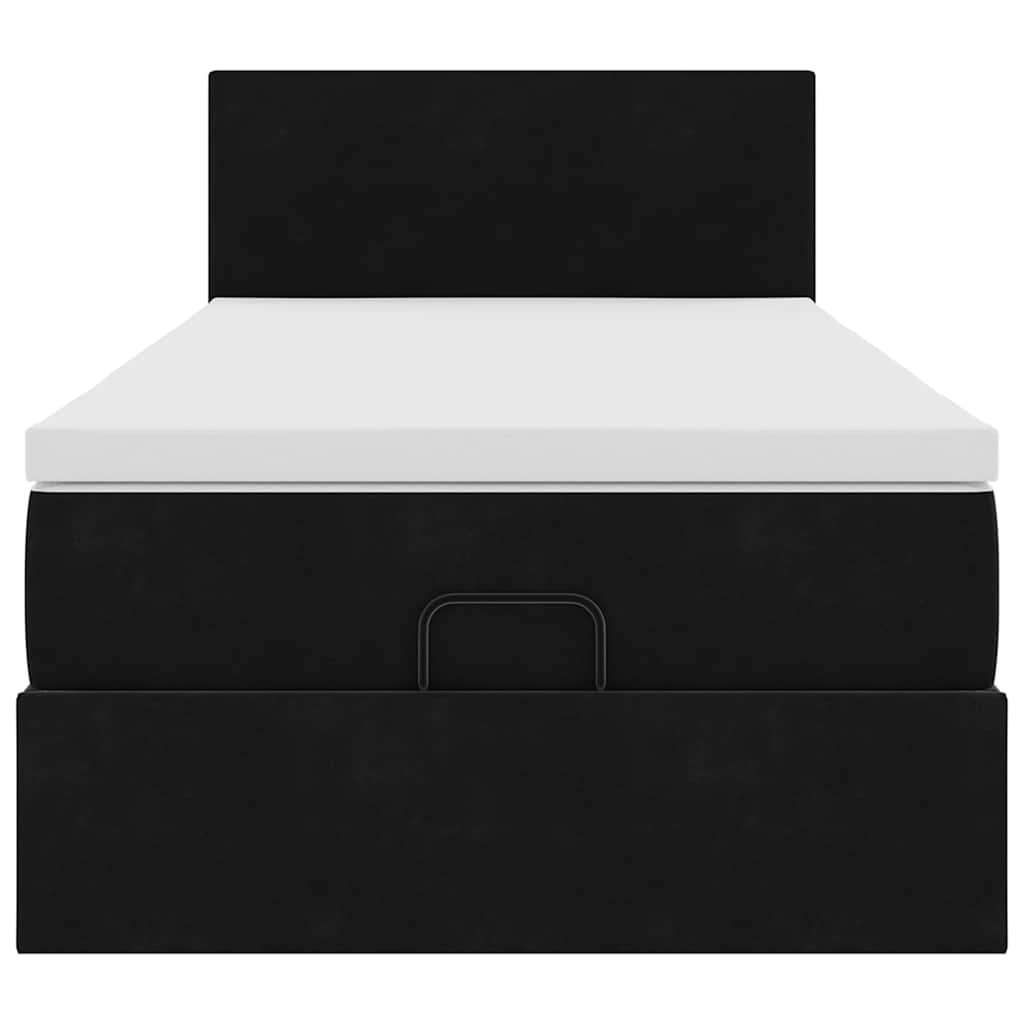 Cadre de lit ottoman avec matelas noir 90x190 cm velours