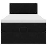 Cadre de lit ottoman avec matelas noir 90x190 cm velours