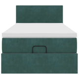 Cadre de lit ottoman avec matelas vert foncé 90x190 cm velours