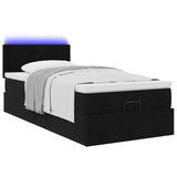 Cadre de lit ottoman avec matelas noir 90x200 cm velours