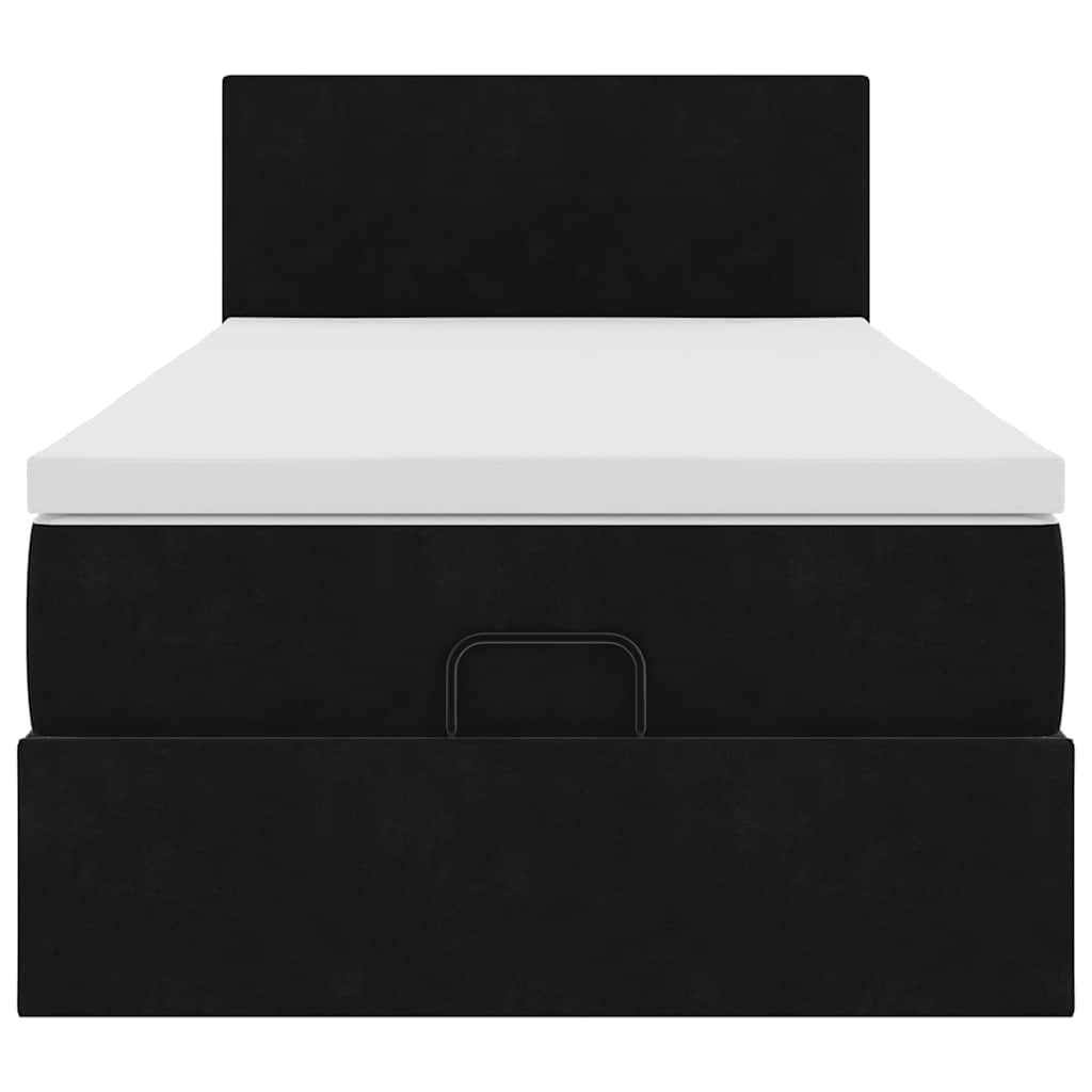 Cadre de lit ottoman avec matelas noir 90x200 cm velours