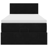 Cadre de lit ottoman avec matelas noir 90x200 cm velours