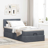 Cadre de lit ottoman avec matelas gris foncé 100x200 cm velours