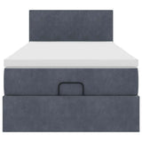 Cadre de lit ottoman avec matelas gris foncé 100x200 cm velours