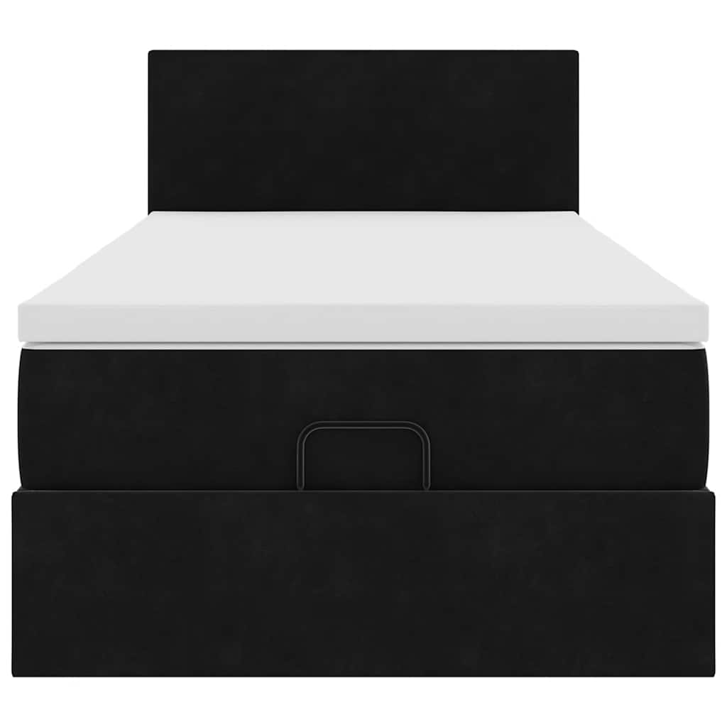 Cadre de lit ottoman avec matelas noir 100x200cm velours