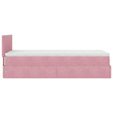 Ottoman bed frame with pink mattress 100x200 cm velvet