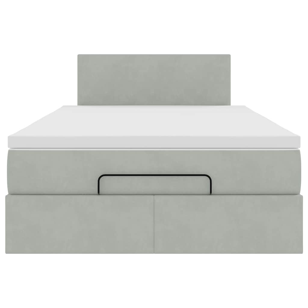 Cadre de lit ottoman avec matelas gris clair 120x190 cm velours