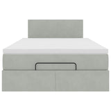 Cadre de lit ottoman avec matelas gris clair 120x190 cm velours