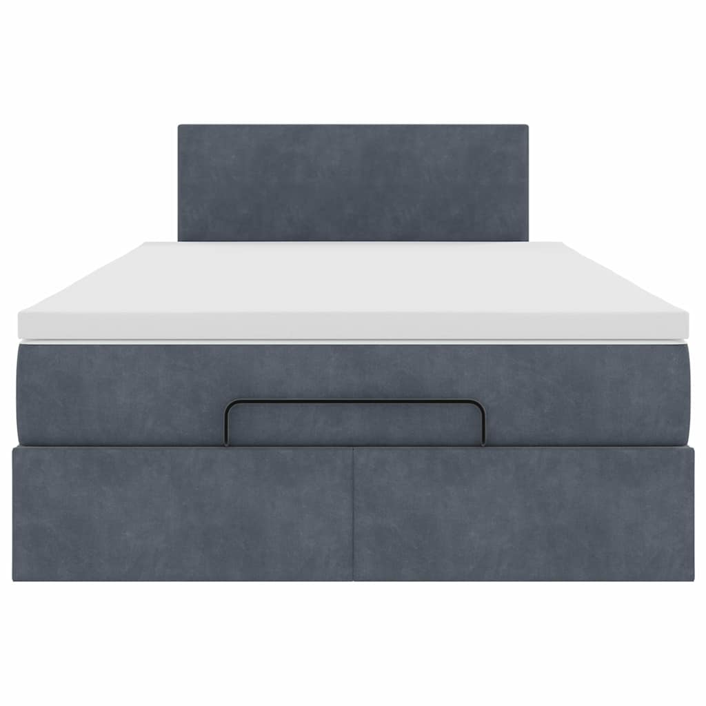 Cadre de lit ottoman avec matelas gris foncé 120x190 cm velours