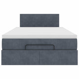 Cadre de lit ottoman avec matelas gris foncé 120x190 cm velours