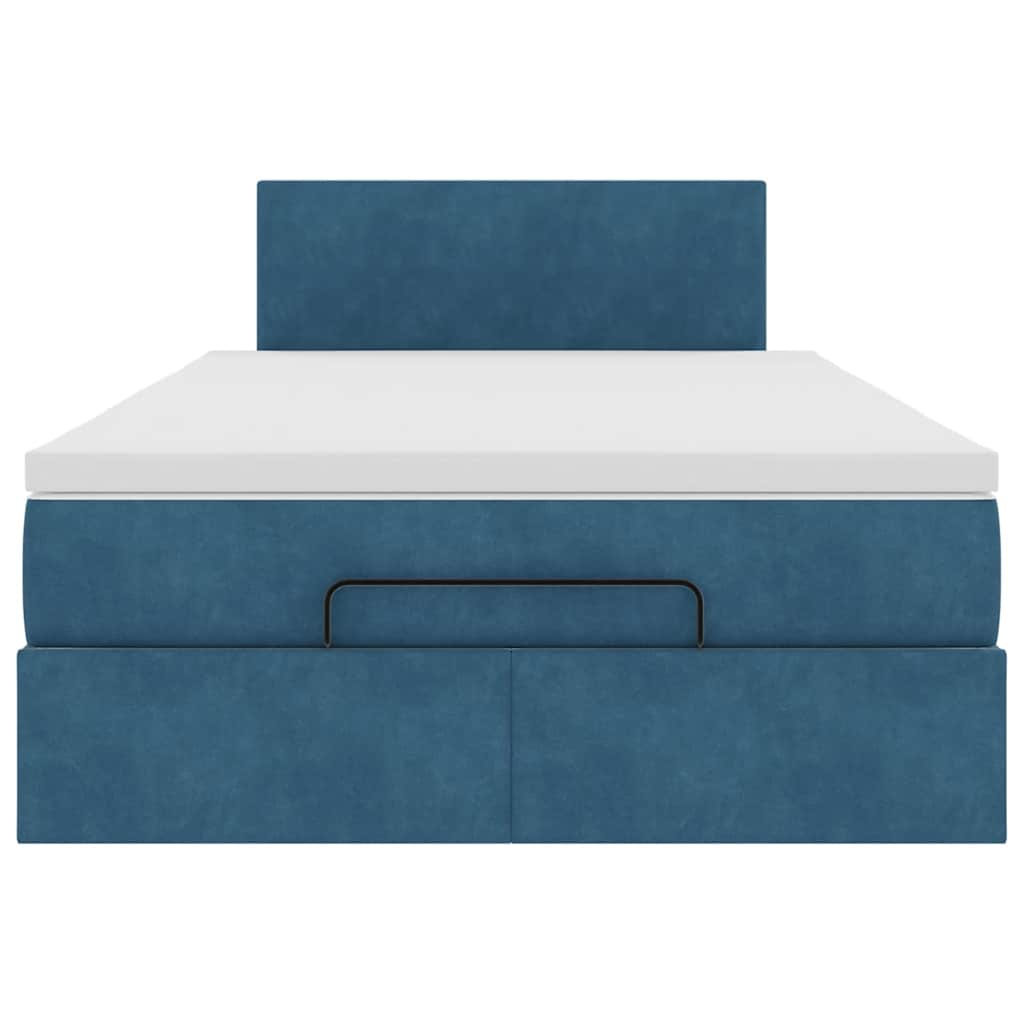 Cadre de lit ottoman avec matelas bleu foncé 120x190 cm velours