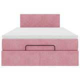 Cadre de lit ottoman avec matelas rose 120x190 cm velours